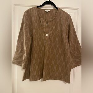 Pure J Jill 100% Cotton Brown Single Button Top Size M